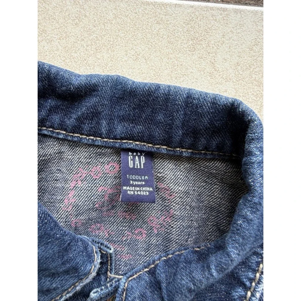Gap Girls Blue Denim Jacket 3T Button Front Long Sleeve Casual